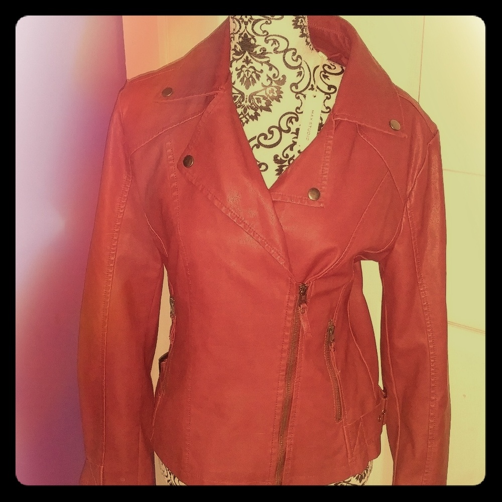 Large Max Studio Vegan Leather Jacket